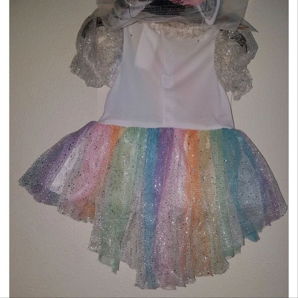NEW Pastel Rainbow Unicorn Halloween Costume Girls 12-18 Months Dress Headpiece